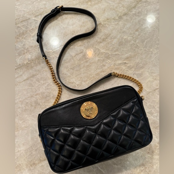 Versace Small Quilted Black Leather Camera Bag - Picture 3 of 7